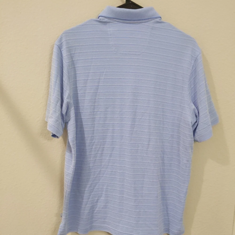 Tommy Bahama Blue Striped Modal Blend Polo Shirt Mens Size Small Soft Knit Golf